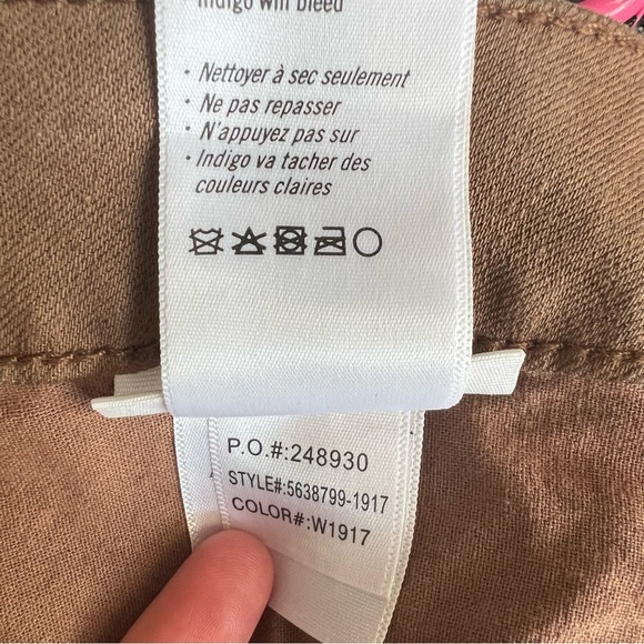 Paige Leenah High Rise Wide Leg Brown Cognac Luxe Coated Jeans - Picture 9 of 11